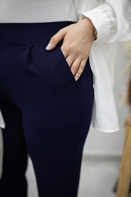 Beli Lastikli Cepli Palazzo Pantolon TSD260159 Lacivert - 3