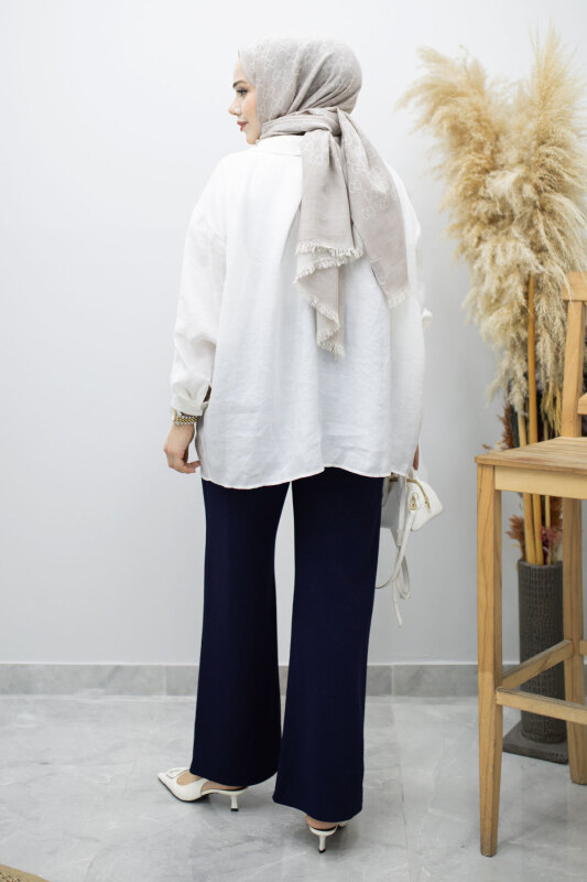 Beli Lastikli Cepli Palazzo Pantolon TSD260159 Lacivert - 6
