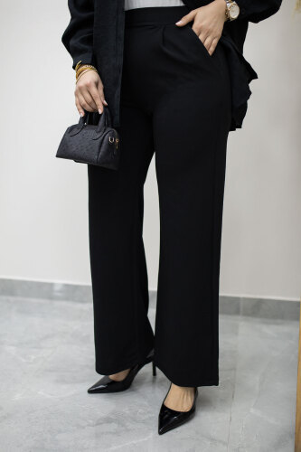 Beli Lastikli Cepli Palazzo Pantolon TSD260159 Siyah - 3