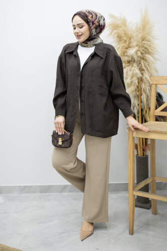 Beli Lastikli Cepli Palazzo Pantolon TSD260159 Vizon - 2