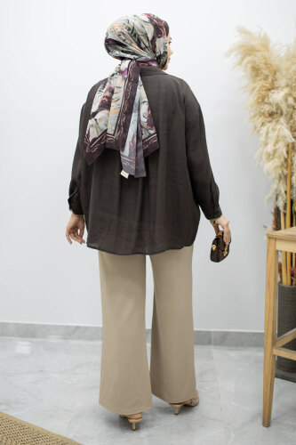 Beli Lastikli Cepli Palazzo Pantolon TSD260159 Vizon - 6