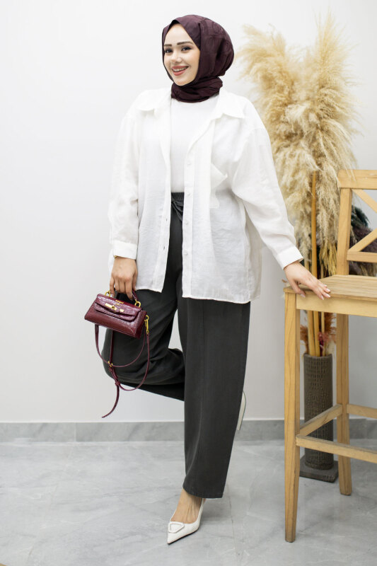 Beli Lastikli Havuç Pantolon TSD260155 Füme - 3