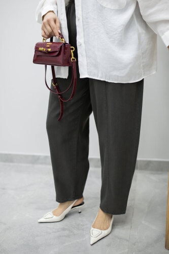 Beli Lastikli Havuç Pantolon TSD260155 Füme - 4