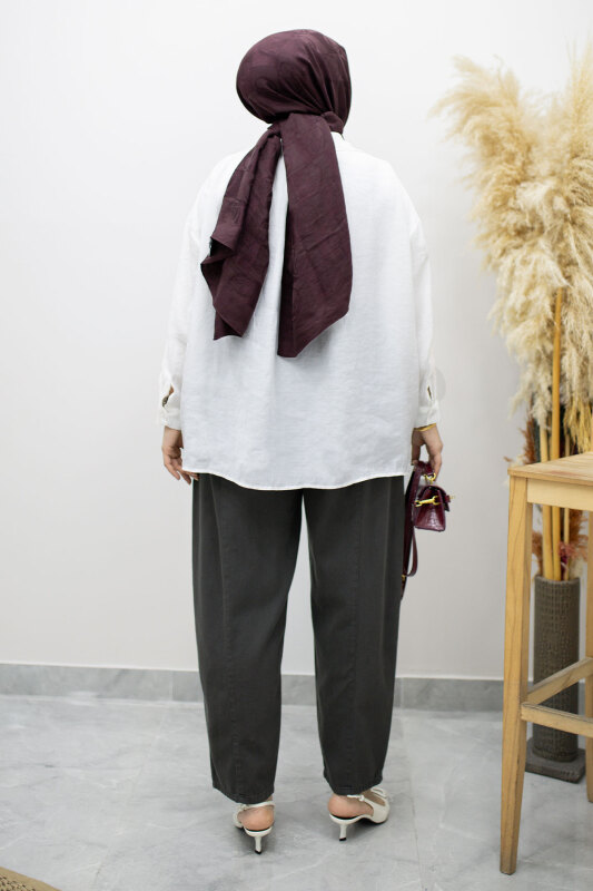 Beli Lastikli Havuç Pantolon TSD260155 Füme - 6