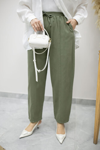 Beli Lastikli Havuç Pantolon TSD260155 Haki - 4