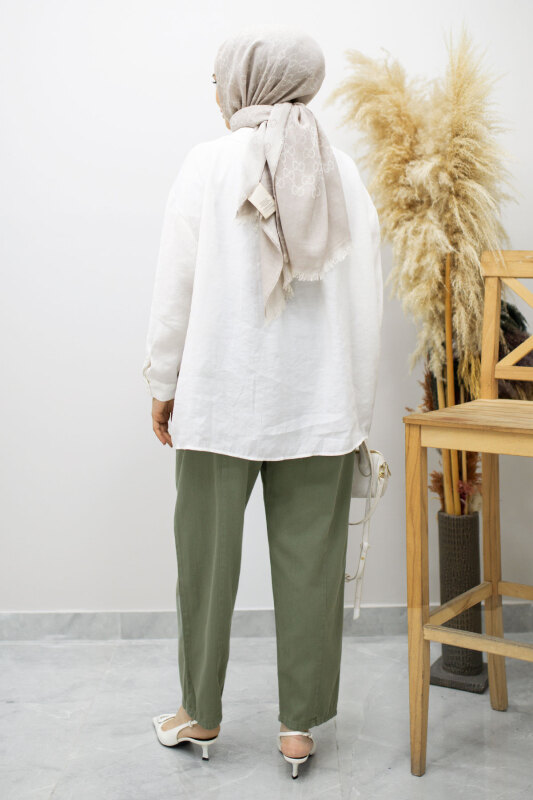 Beli Lastikli Havuç Pantolon TSD260155 Haki - 6