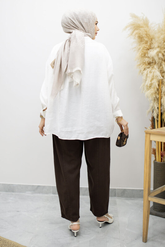 Beli Lastikli Havuç Pantolon TSD260155 Kahverengi - 6