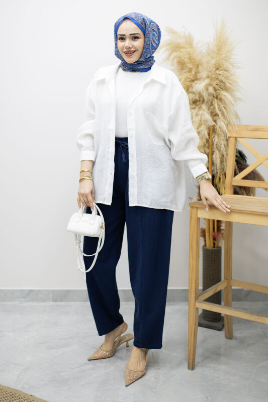 Beli Lastikli Havuç Pantolon TSD260155 Lacivert - 3