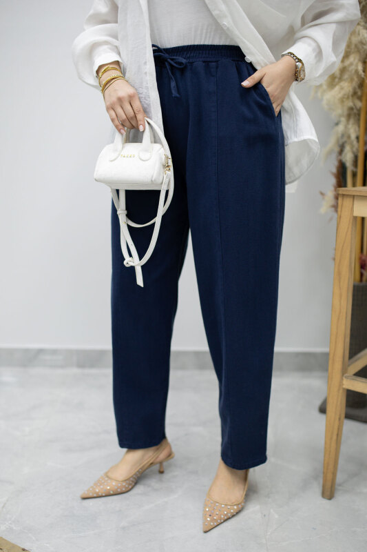 Beli Lastikli Havuç Pantolon TSD260155 Lacivert - 4