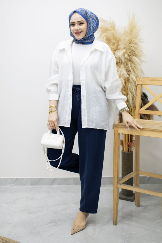 Beli Lastikli Havuç Pantolon TSD260155 Lacivert - 5