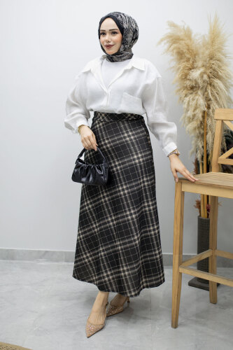 Beli lastikli Kareli Etek TSD260168 Füme 