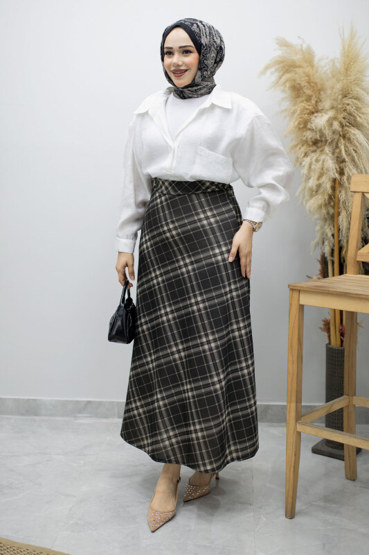 Beli lastikli Kareli Etek TSD260168 Füme - 3