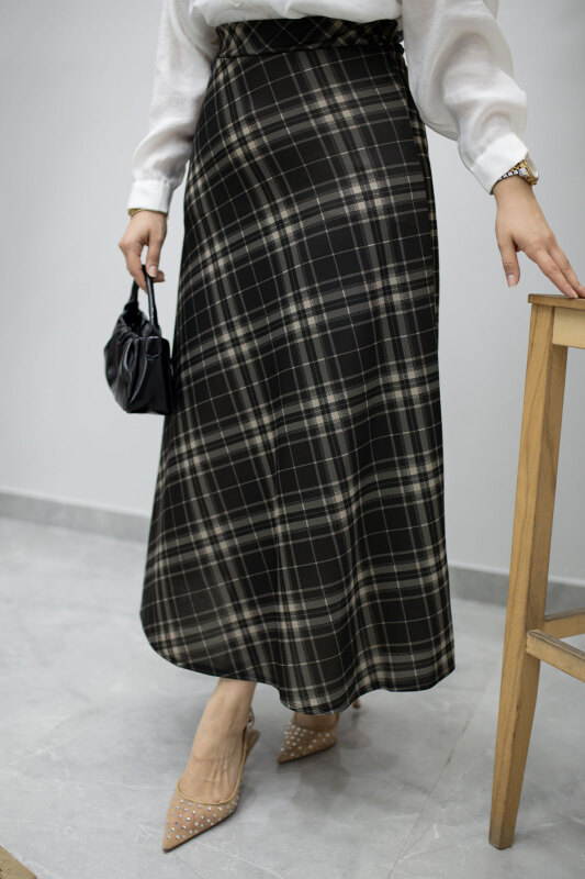 Beli lastikli Kareli Etek TSD260168 Füme - 4