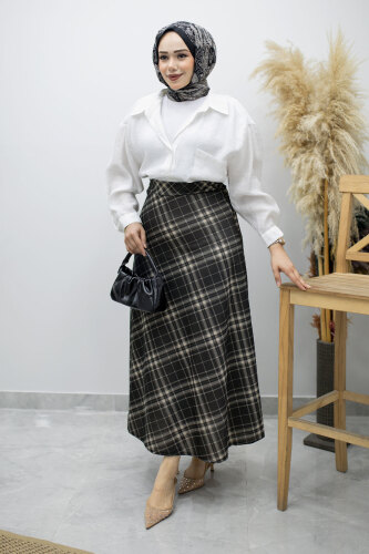 Beli lastikli Kareli Etek TSD260168 Füme - 5