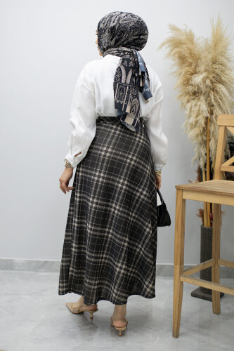 Beli lastikli Kareli Etek TSD260168 Füme - 6