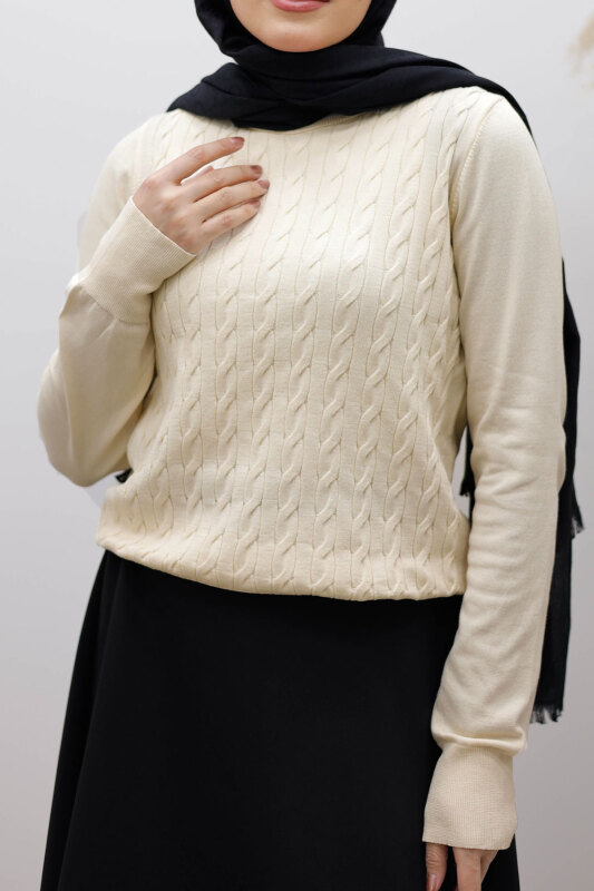 Bisiklet Yaka Bluz TSD250261 Bej - 4