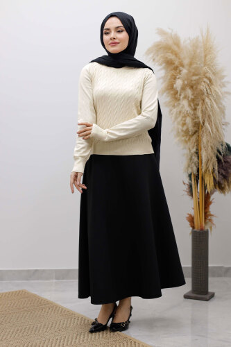 Bisiklet Yaka Bluz TSD250261 Bej - 5