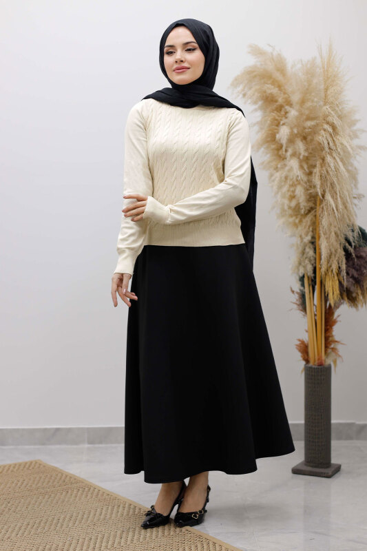 Bisiklet Yaka Bluz TSD250261 Bej - 5