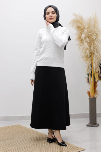 Bisiklet Yaka Bluz TSD250261 Beyaz - 3