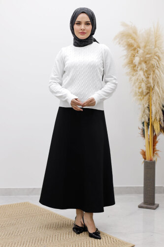 Bisiklet Yaka Bluz TSD250261 Beyaz - 5