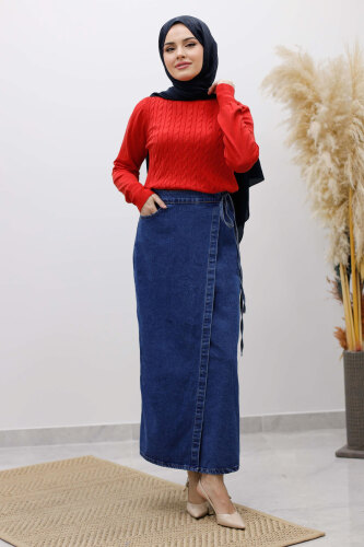 Bisiklet Yaka Bluz TSD250261 Kırmızı - 2