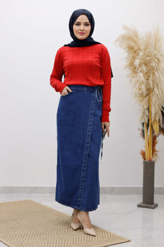 Bisiklet Yaka Bluz TSD250261 Kırmızı - 3