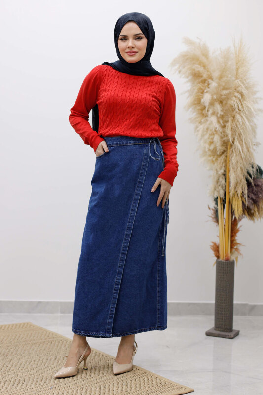 Bisiklet Yaka Bluz TSD250261 Kırmızı - 5