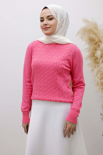 Bisiklet Yaka Bluz TSD250261 Pembe 