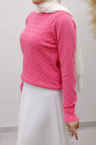 Bisiklet Yaka Bluz TSD250261 Pembe - 4