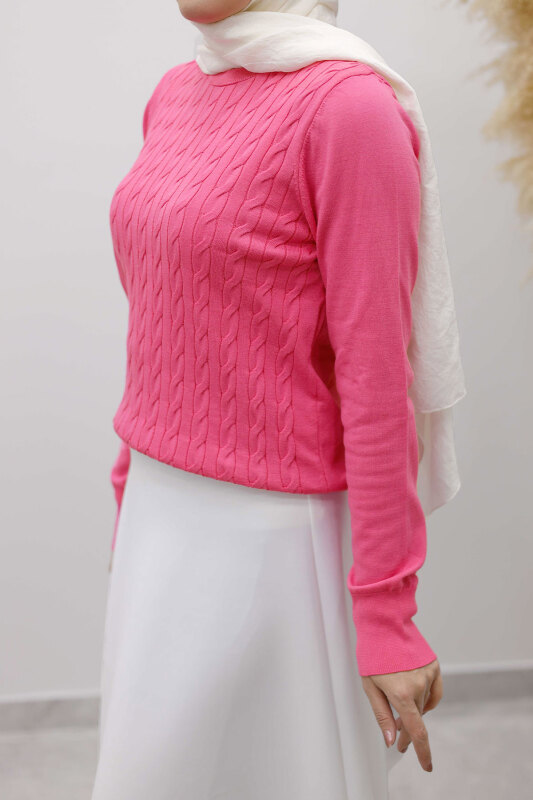 Bisiklet Yaka Bluz TSD250261 Pembe - 4