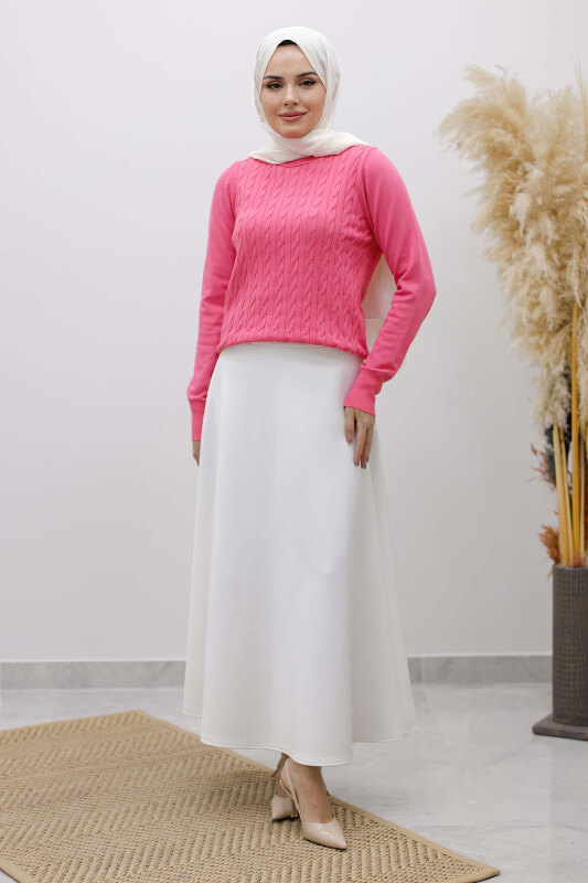 Bisiklet Yaka Bluz TSD250261 Pembe - 5