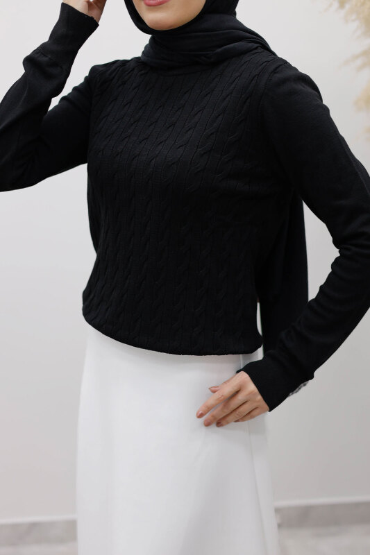 Bisiklet Yaka Bluz TSD250261 Siyah - 4