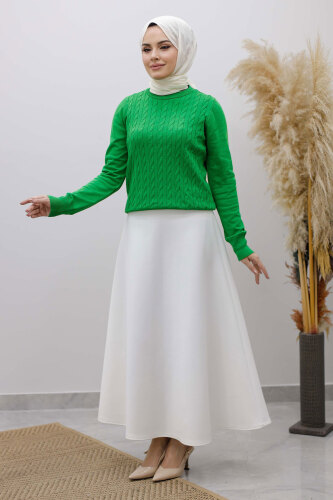 Bisiklet Yaka Bluz TSD250261 Yeşil - 2