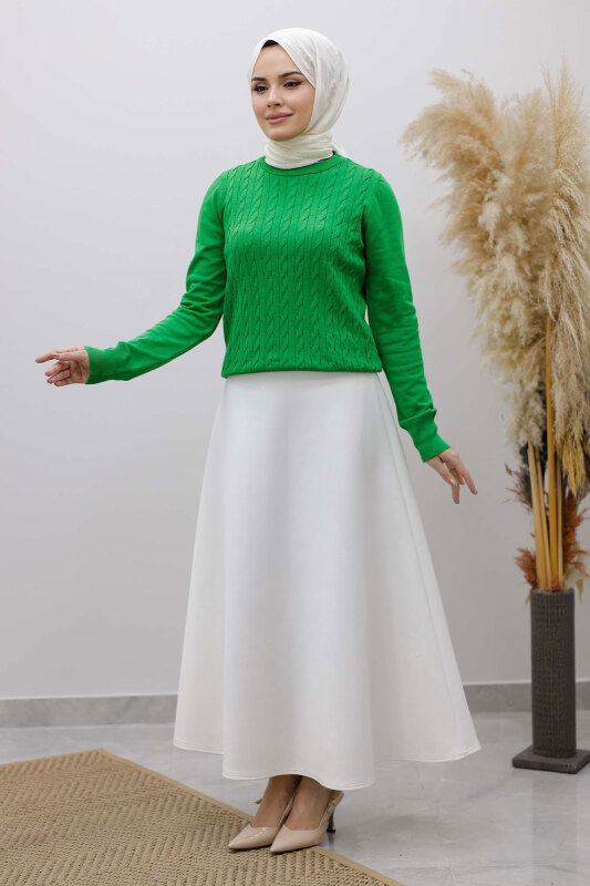 Bisiklet Yaka Bluz TSD250261 Yeşil - Tesettür Dünyası (1)