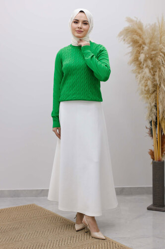 Bisiklet Yaka Bluz TSD250261 Yeşil - 3