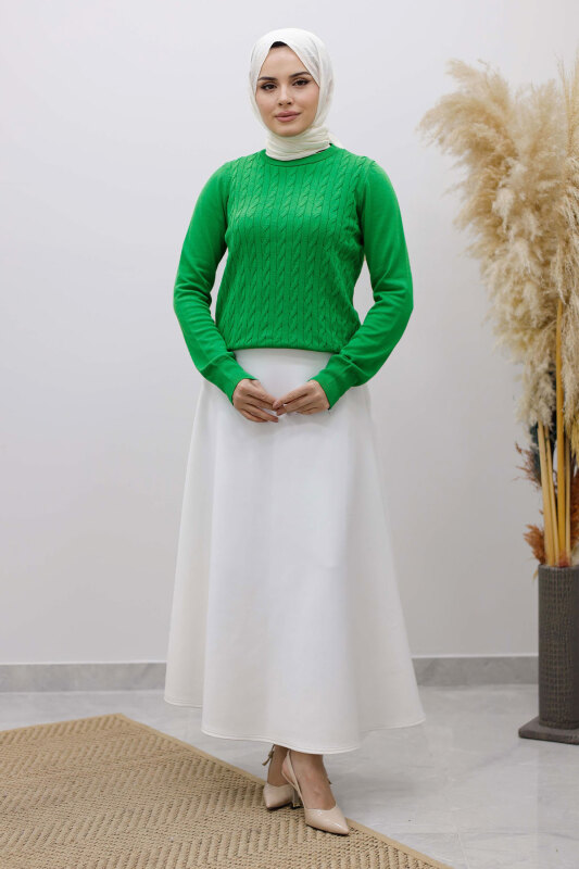 Bisiklet Yaka Bluz TSD250261 Yeşil - 5