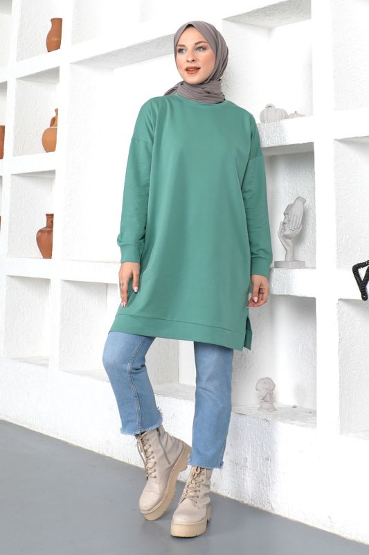 Bisiklet Yaka Sweatshirt TSD230345 Mint Yeşili - 2