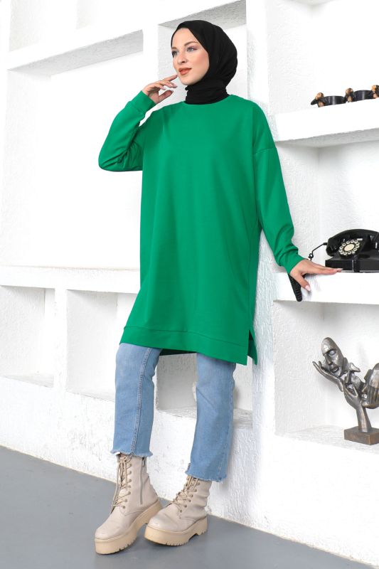 Bisiklet Yaka Sweatshirt TSD230345 Yeşil - 4