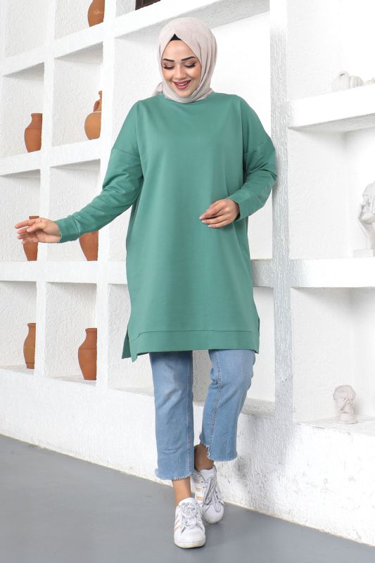 Bisiklet Yaka Sweatshirt TSD230376 Mint Yeşili - 3