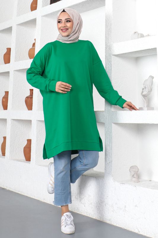 Bisiklet Yaka Sweatshirt TSD230376 Yeşil - 2