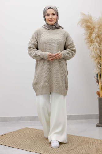 Bisiklet Yaka Triko Kazak TSD260112 Vizon - 5