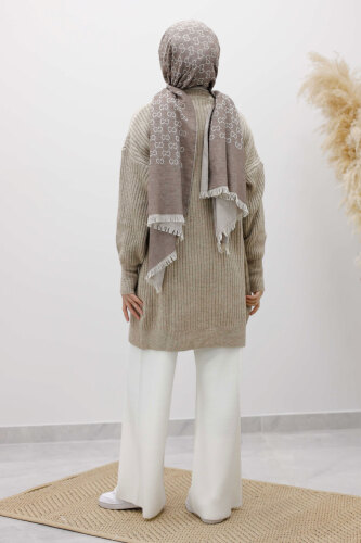 Bisiklet Yaka Triko Kazak TSD260112 Vizon - 6