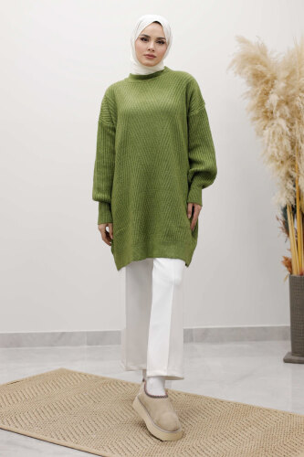 Bisiklet Yaka Triko Kazak TSD260112 Yeşil - 1