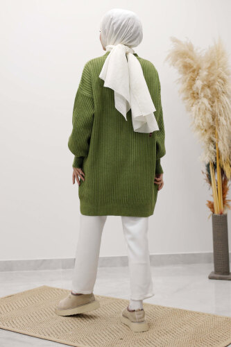 Bisiklet Yaka Triko Kazak TSD260112 Yeşil - 6