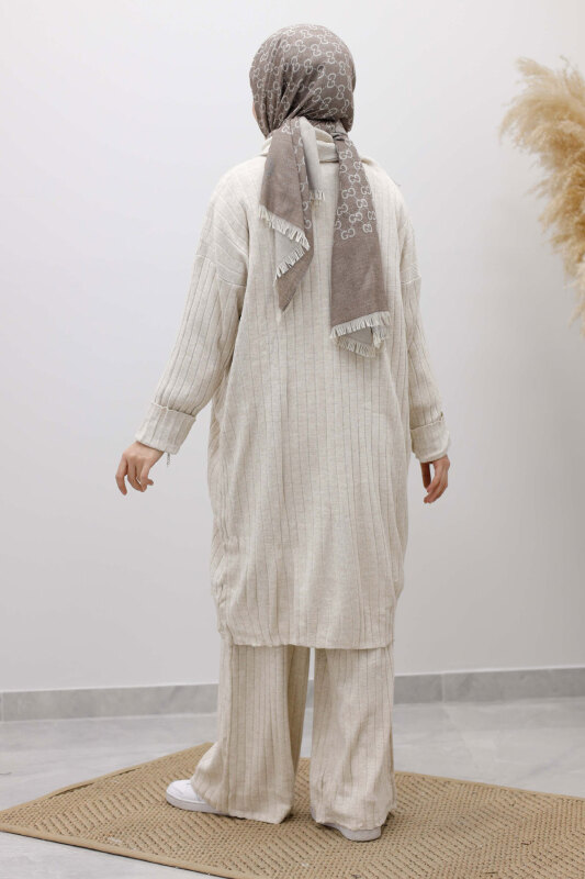 Boğazlı Üçlü Triko Takım TSD260111 Bej - 6