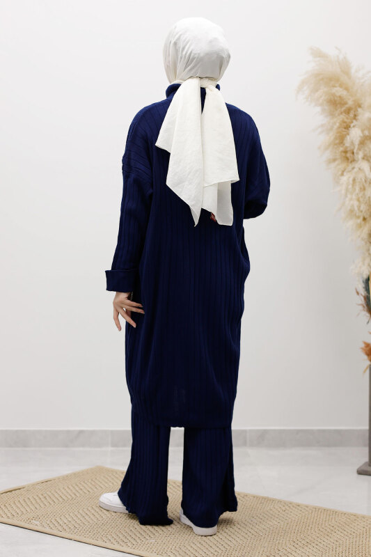 Boğazlı Üçlü Triko Takım TSD260111 Lacivert - 6