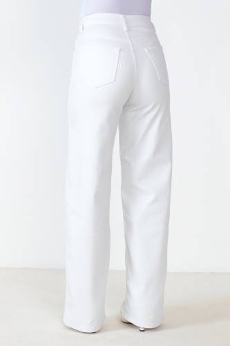 Bol Paça Kot Pantolon TSD230529 Beyaz - 5