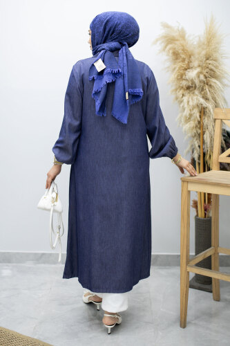 Cebi Fırfırlı Kot Tunik TSD260165 Koyu Mavi - 6