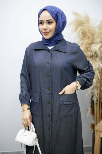 Cebi Fırfırlı Kot Tunik TSD260165 Lacivert - 2