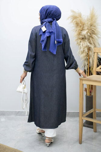 Cebi Fırfırlı Kot Tunik TSD260165 Lacivert - 6